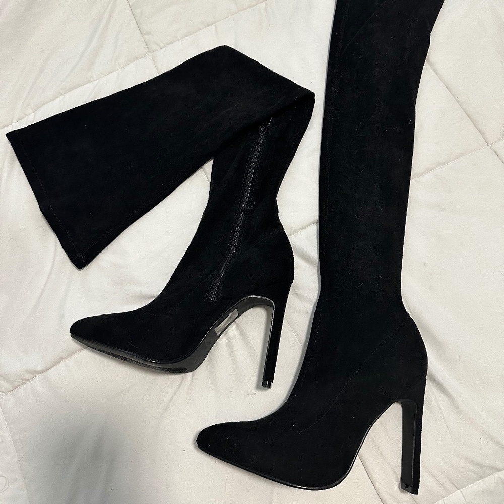 Mob Wife Suede Thigh high boots